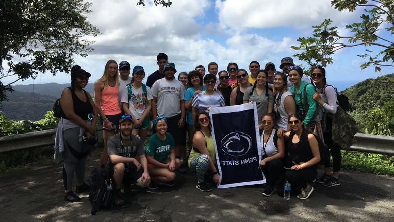 Group of students on a hike in Puerto Rico